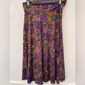 LuLaRoe Purple and Brown A-Line Midi Skirt for Casual Wear